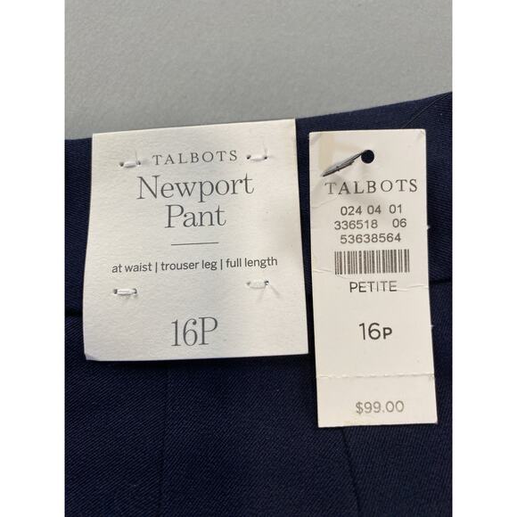 Talbots Newport Trouser Leg Full Length Chino Dress Pants. Navy, Women's 16P NWT - Picture 8 of 8